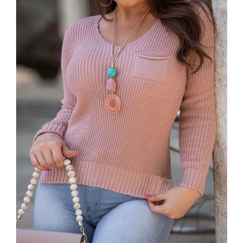 Blusa Feminina Tricot Moda Trico Decote V (FIONA)