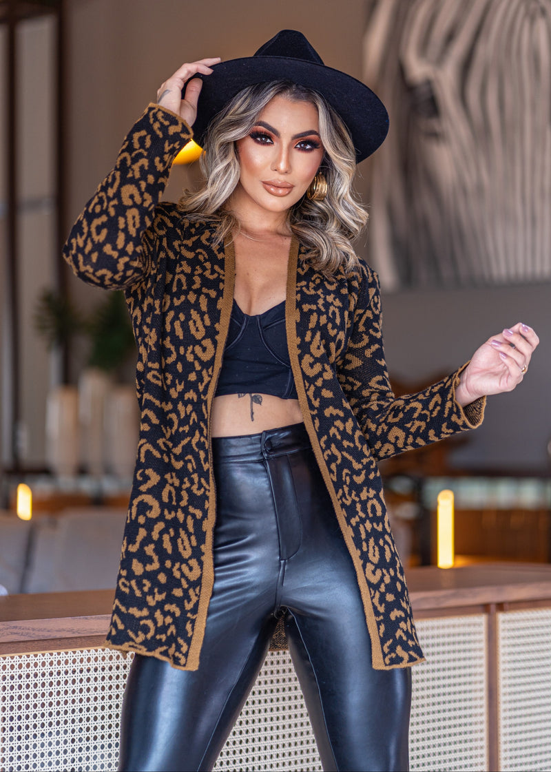 Casaco Feminino Animal Print Tricot (FRANCINE)