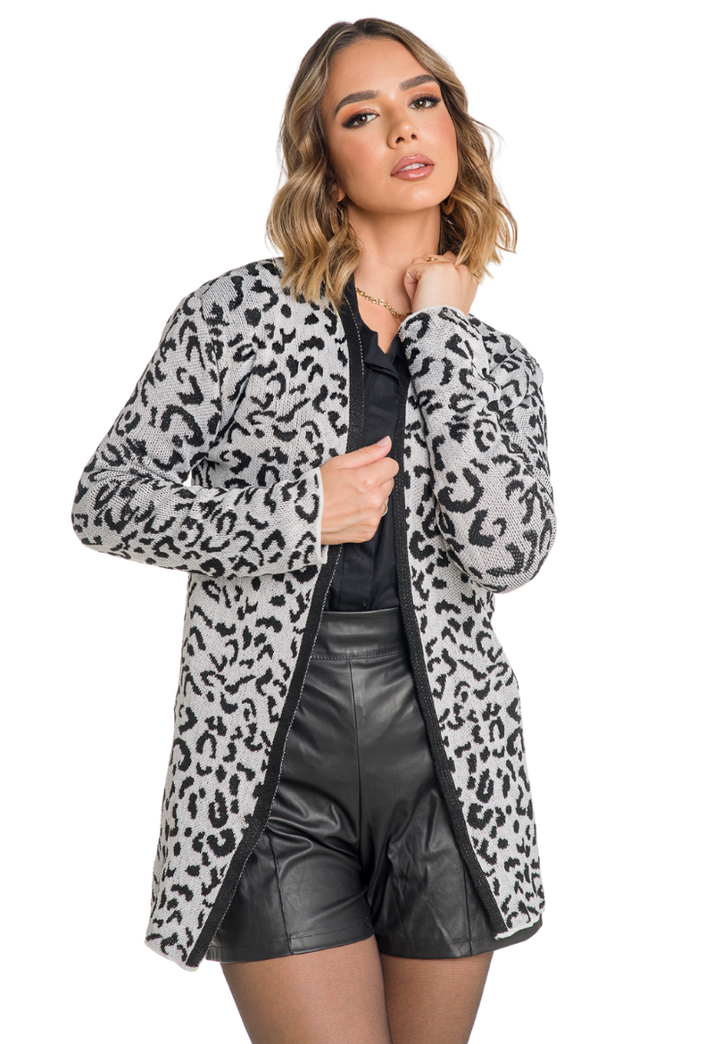 Casaco Feminino Animal Print Tricot (FRANCINE)