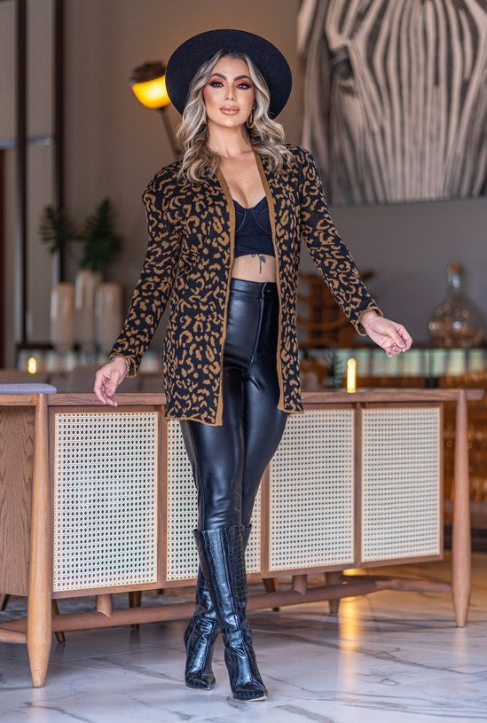 Casaco Feminino Animal Print Tricot (FRANCINE)