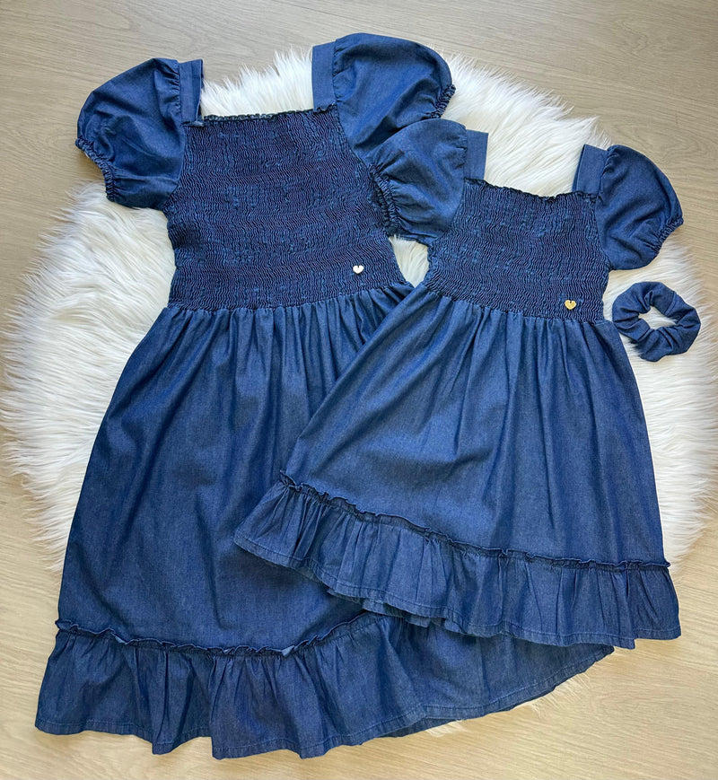 Vestido Blogueirinha  Mãe e Filha Lara Jeans (VESTBLMAEFLARA)